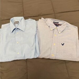 American Eagle Outfitters Light Blue Casual Button Down Shirts
